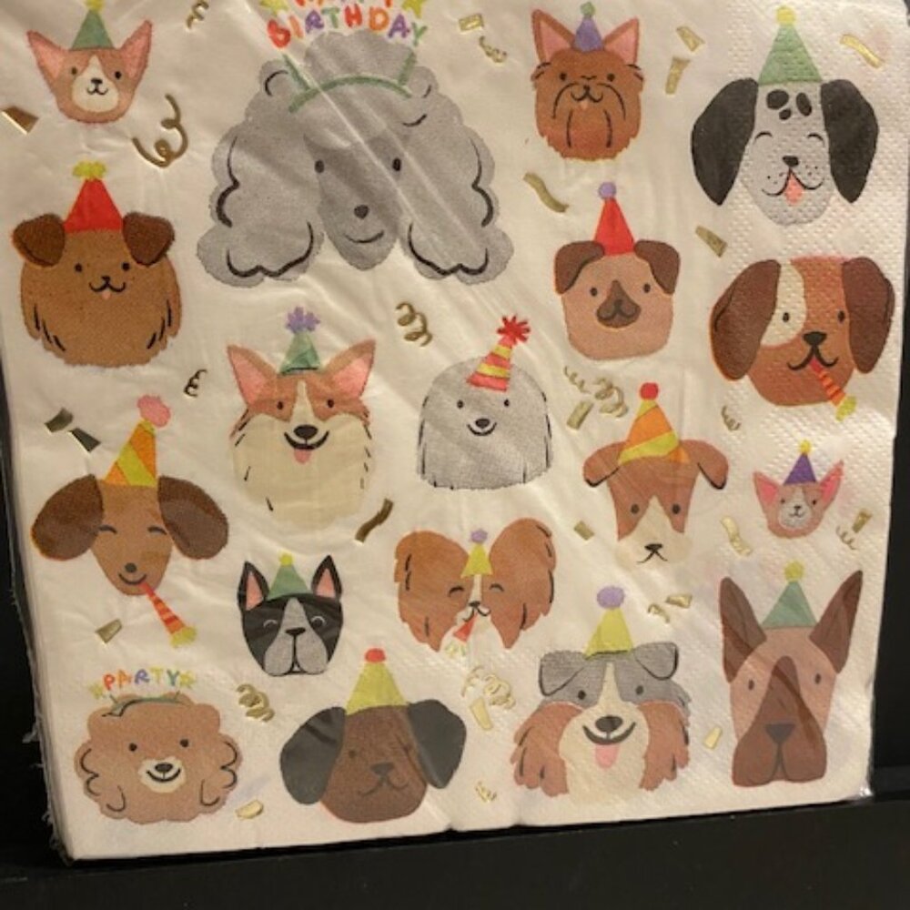 Unique: Napkins 16ct. 2PLY  * PAWTY TIME BIRTHDAY *FOR ANIMAL'S ONLY*